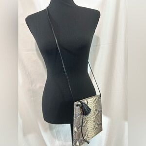 Presmer Python Tan Cream Silvery Gray Renee Crossbody Handbag NWOT